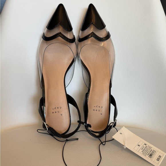 ☑️ a new day Eleanor Black and Clear Women's heels NWT - Picture 1 of 7